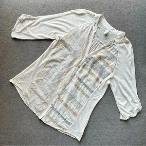 Anthropologie TINY Embroidered Willa Tunic Silk Blend Blouse